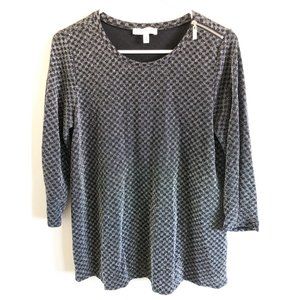 Black and Silver Metallic Sparkle Shirt - M